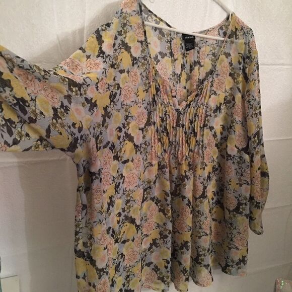 Torrid Sheer Flare Top! Super cute! - Picture 3 of 7